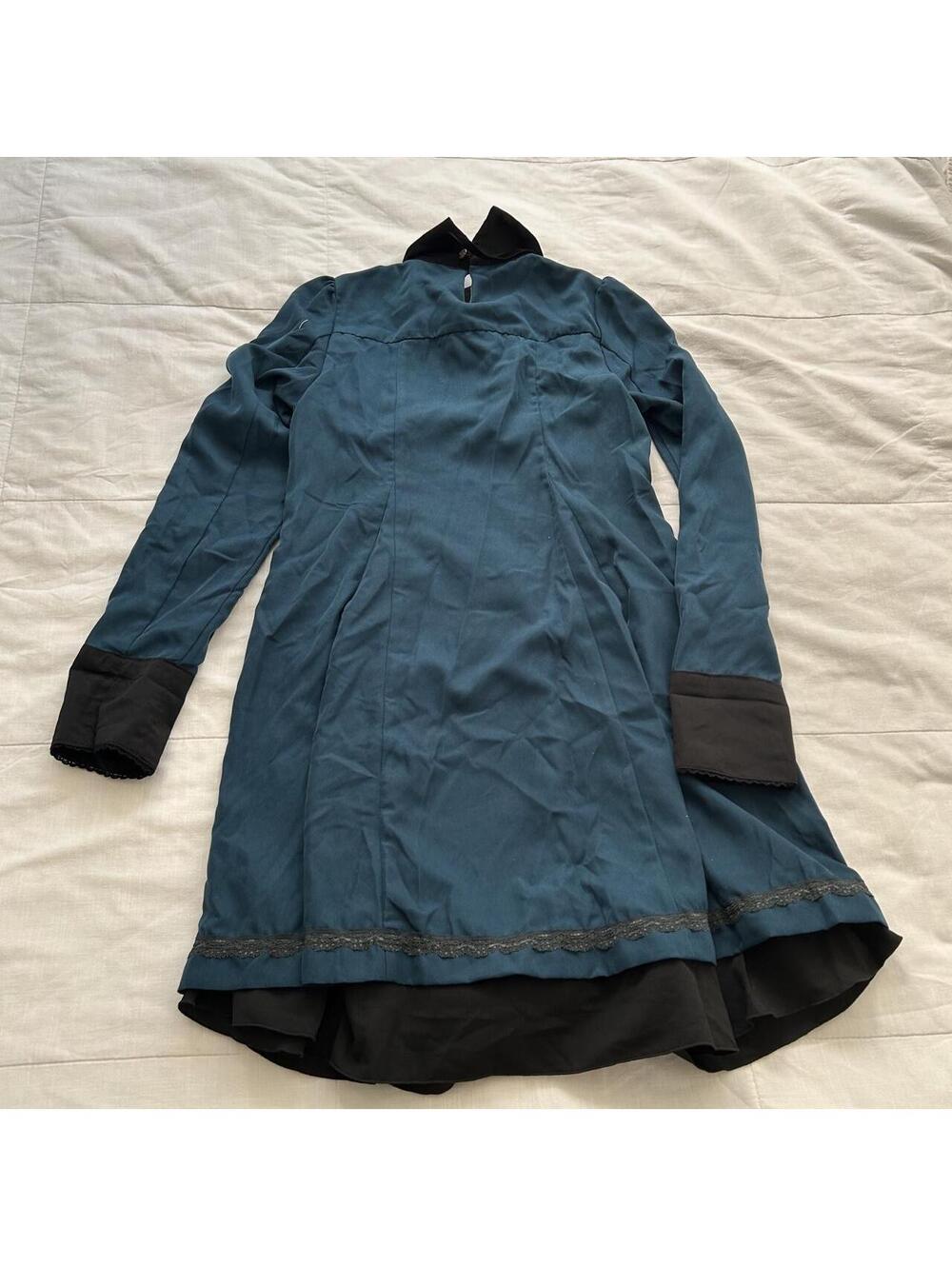 Axes Femme Dark Teal Peter Pan Collar Dress Size M Japan Dark Academia - Picture 5 of 8